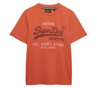 Rundhalsshirt SUPERDRY "VL HERITAGE RELAXED TEE", Herren, Gr. XL, rust orange marl, Single Jersey, Obermaterial: 60% Baumwolle, 40% Polyester, bedruckt, meliert, relaxed fit normal, Rundhals, Shirts R