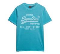 Rundhalsshirt SUPERDRY "VL NEON RELAXED TEE", Herren, Gr. M, neon sky blau, Single Jersey, Obermaterial: 100% Baumwolle, bedruckt, modisch, relaxed fit, Rundhals, Kurzarm, Shirts (86581749-M) neon sky