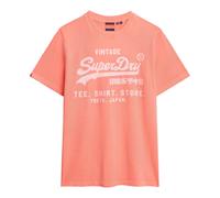 Rundhalsshirt SUPERDRY "VL NEON RELAXED TEE", Herren, Gr. M, rot (hyper fire coral), Single Jersey, Obermaterial: 100% Baumwolle, bedruckt, modisch, relaxed fit, Rundhals, Kurzarm, Shirts (93329465-M)