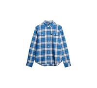 Superdry Merchant Linen Check Langarmhemd M Blue Ombre Check