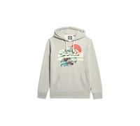 Superdry Herren Hoodie - Tokyo VI Graphic Hoodie, Cracked Print, Logo, einfarbig Hellgrau XL