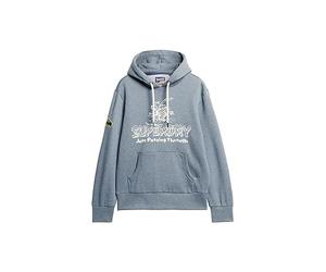 Superdry Herren Travel Postcard Hoodie mit Grafik Blaugrau Meliert XXXL