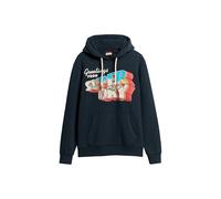 Superdry Herren Travel Postcard Hoodie mit Grafik Finster Marineblau L