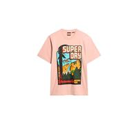 Superdry Herren Travel Postcard T-Shirt mit Grafikprint Blütenpink M