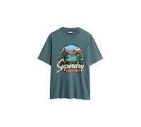 Superdry Herren Travel Postcard T-Shirt mit Grafikprint Stargazer Blau L
