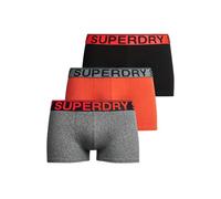 Superdry Herren Trunk Triple Pack Boxershorts, Karst Mega Black/Black/Bright Orange Marl,