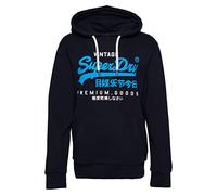 Superdry Herren Überfärbtes Vintage Logo Premium Hoodie Mitternacht Marineblau XXL