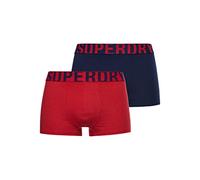 Superdry Mens DUAL Logo Double Pack Trunks, Richest Navy/Risk Red, Small