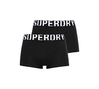 Superdry Herren Unterhosen aus Bio-Baumwolle mit Logo, Doppelpack Schwarz/Schwarz Optik S