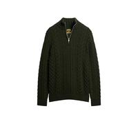 Superdry Herren Vintage Jacob Zopfstrickpullover mit halblangem Reißverschluss Surplus Goods Olivgrün XL