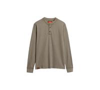 Superdry Herren Vintage Textured Henley Top Morchelbraun M