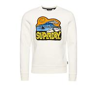 Superdry Herren Vintage Travel Sticker Sweatshirt mit Rundhalsausschnitt Wüstenknochen Wollweiß L