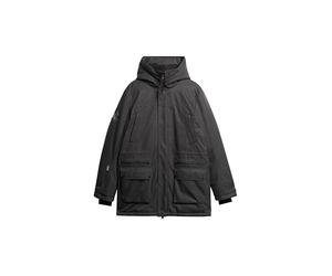 Superdry Herren Wattierter City Tweed Parka Grau Fischgrätenmuster XXXL