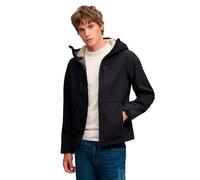 Outdoorjacke SUPERDRY "HOOD BORG TREKKER JKT", Herren, Gr. M, schwarz, Web, Obermaterial: 90% Polyester, 10% Elasthan, unifarben, relaxed fit normal, Jacken Outdoorjacke, Materialmix, relaxed fit (187