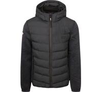 Steppjacke SUPERDRY "HOODED STORM KNIT HYBRID JKT", Herren, Gr. XL, blau (eclipse navy), Steppware, Obermaterial: 100% Polyester, unifarben mit Farbeinsatz, slim fit, Jacken (10827311-XL) eclipse navy
