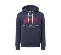 Kapuzensweatshirt SUPERDRY "SD-VL HERITAGE RELAXED HOOD", Herren, Gr. M, trench navy, Jersey, Obermaterial: 55% Baumwolle, 45% Polyester, bedruckt, modisch, relaxed fit, Sweatshirts (24179410-M) trenc