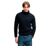 Rollkragenpullover SUPERDRY "JACOB CABLE ROLL NECK JUMPER", Herren, Gr. M, schwarz (eclipse navy), Strick, Obermaterial: 70% Polyacryl, 30% Wolle, unifarben, relaxed fit normal, Rundhals, Bündchen, Pu