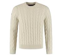 Strickpullover SUPERDRY "JACOB CABLE JUMPER", Herren, Gr. M, ecru, Strick, Obermaterial: 70% Polyacryl, 30% Wolle, unifarben, regular fit hüftlang, Rundhals, Rippbündchen, Pullover (71718013-M) ecru
