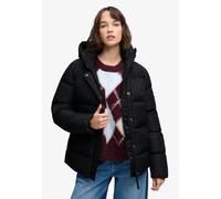 Steppjacke SUPERDRY "HOODED 5 BAFFLE SPORTS PUFFER", Damen, Gr. L, schwarz, Steppware, Obermaterial: 100% Polyester, unifarben, relaxed fit normal, Jacken Steppjacke, Kunstfaser, relaxed fit (18847235