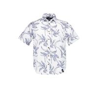 Kurzarmhemd SUPERDRY "VINTAGE LOOM S/S SHIRT", Herren, Gr. L, N-Gr, canna leaves china blau, Web, Obermaterial: 100% Baumwolle, gemustert, relaxed fit normal, Rundhals, Hemden, mit sommerlich coolem H