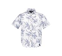 Kurzarmhemd SUPERDRY "VINTAGE LOOM S/S SHIRT", Herren, Gr. M, N-Gr, canna leaves china blau, Web, Obermaterial: 100% Baumwolle, gemustert, relaxed fit normal, Rundhals, Hemden, mit sommerlich coolem H