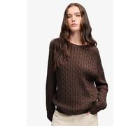 Superdry - Lässiger Zopfmuster-Pullover Schokoladenbraun meliert - Gr. - 10