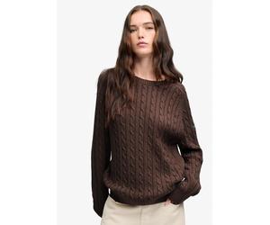 Superdry - Lässiger Zopfmuster-Pullover Schokoladenbraun meliert - Gr. - 10