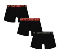 Superdry Boxershorts Herren M3110452c – 3er-Pack, Cotton Stretch, Logobund, Schwarz/Orange, Gr. M