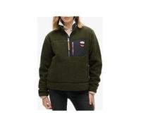 Fleecepullover SUPERDRY "VINTAGE RETRO HALF ZIP FLEECE", Damen, Gr. S, army khaki grün, Sweatware, Obermaterial: 100% Polyester, unifarben mit Farbeinsatz, regular fit normal, hoch geschlossener Aussc