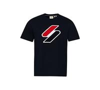 Superdry Mens Code SL Chenille Tee T-Shirt, Deep Navy, Small