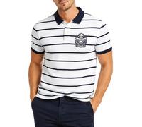 Superdry Men's Crest Polo Shirt, Optic/Navy Stripe, 56