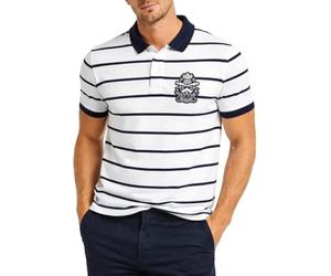 Superdry Men's Crest Polo Shirt, Optic/Navy Stripe, 56