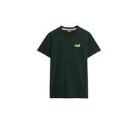 Superdry Men's Essential Logo EMB Tee T-Shirt, Forest Green/Fluro Yellow, L