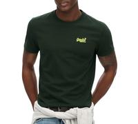 Superdry Men's Essential Logo EMB Tee T-Shirt, Forest Green/Fluro Yellow, M