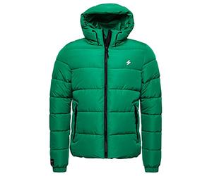Superdry Mens Hooded Sports Puffer Jacket, Oregon Green, XL