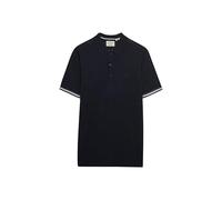 Poloshirt SUPERDRY "KNITTED TEXTURE S/S POLO", Damen, Gr. M, classic navy stag, Single Jersey, Obermaterial: 100% Baumwolle, unifarben, relaxed fit normal, Rundhals, Shirts, Baumwolle, relaxed fit (31