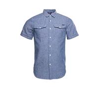Superdry Mens M4010329A Button Down Shirt, Indigo Linen Stripe, S