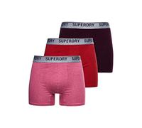 Superdry Mens Multi Triple Pack Boxer Shorts, Burgundy/Red/Pink, Medium