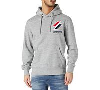 Superdry Mens Sportstyle Applique Hood Hooded Sweatshirt, Grey Slub Grindle, S