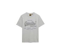 Rundhalsshirt SUPERDRY "VL HERITAGE RELAXED TEE", Herren, Gr. XL, college grau marl, Single Jersey, Obermaterial: 100% Baumwolle, meliert, modisch, relaxed fit, Rundhals, Kurzarm, Shirts (23289417-XL)