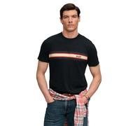 Rundhalsshirt SUPERDRY "OUTDOOR STRIPE LOGO RLXD TEE", Herren, Gr. M, phantom schwarz marl, Single Jersey, Obermaterial: 100% Baumwolle, bedruckt, meliert, relaxed fit normal, Rundhals, Shirts Rundhal