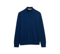 Strickpullover SUPERDRY "PREP ESSENTIAL COTTON HALF ZIP", Herren, Gr. L, blau (pilot blau marl), Strick, Obermaterial: 100% Baumwolle, meliert, slim fit normal, ohne Ausschnitt, Bündchen, Pullover Str