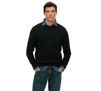 Strickpullover SUPERDRY "PREPPY COTTON JUMPER", Herren, Gr. XL, schwarz, Strick, Obermaterial: 100% Baumwolle, unifarben, regular fit normal, Rundhals, Bündchen, Pullover Strickpullover, Baumwolle, re