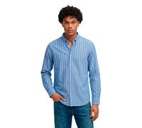 Langarmhemd SUPERDRY "PREPPY OXFORD L/S SHIRT", Herren, Gr. L, N-Gr, blau (twin chalk blau stripe), Web, Obermaterial: 100% Baumwolle, gestreift, regular fit normal, Hemden, Baumwolle, regular fit (44