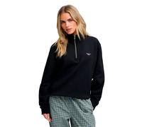 Sweatshirt SUPERDRY "SIGNATURE EMB HALF ZIP", Damen, Gr. XL, eclipse navy, Sweatware, Obermaterial: 60% Baumwolle, 40% Polyester, unifarben, loose fit normal, Rundhals, Sweatshirts Sweatshirt, mit Ste
