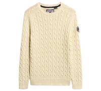 Strickpullover SUPERDRY "SLOUCHY CABLE KNIT", Damen, Gr. L, weiß (natural weiß), Strick, Obermaterial: 100% Baumwolle, unifarben, loose fit normal, Rundhals, Rippbündchen, Pullover Strickpullover (118