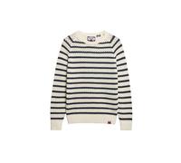 Superdry Slouchy Crew E1P Strickpullover, leicht, gestreift, Naturweiß, gestreift, weiß, Small