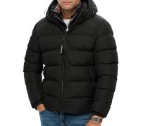 Superdry Steppjacke Hooded mit Kapuze und seitlichen Reißverschlusstaschen Schwarz XL