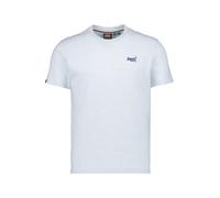 Rundhalsshirt SUPERDRY "ESSENTIAL LOGO EMB TEE", Herren, Gr. L, icy blau marl, navy, Single Jersey, Obermaterial: 100% Baumwolle, meliert, slim fit hüftlang, Rundhals, Shirts Rundhalsshirt (92549741-L