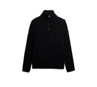 Strickpullover SUPERDRY "JACOB CABLE KNIT HALF ZIP", Herren, Gr. M, blau (eclipse navy), Strick, Obermaterial: 70% Polyacryl, 30% Wolle, unifarben, modisch, slim fit hüftlang, Rundhals, Langarm, Pullo